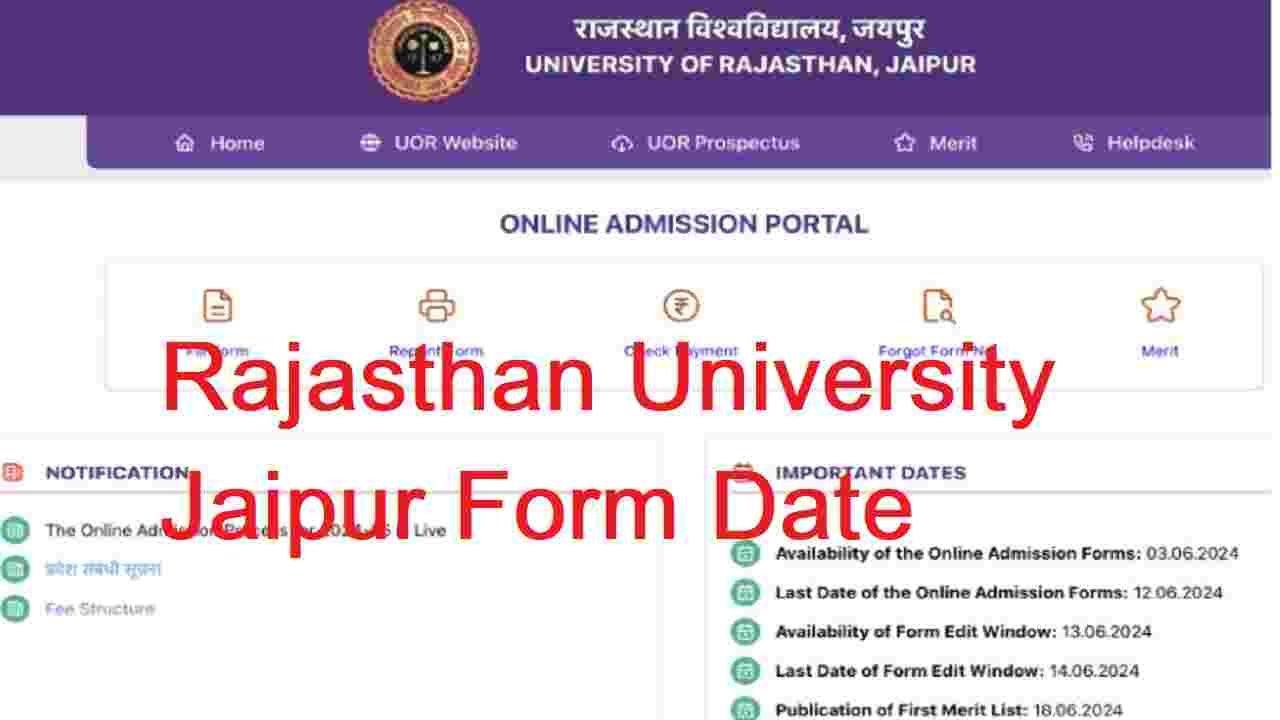 Rajasthan University Jaipur Form Date