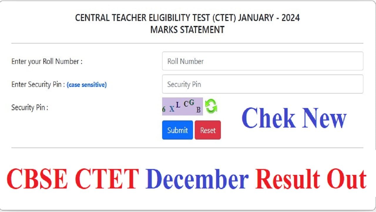 CBSE CTET 2024 December Result