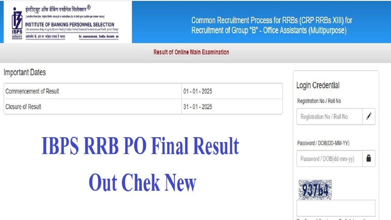 IBPS RRB PO Final Result