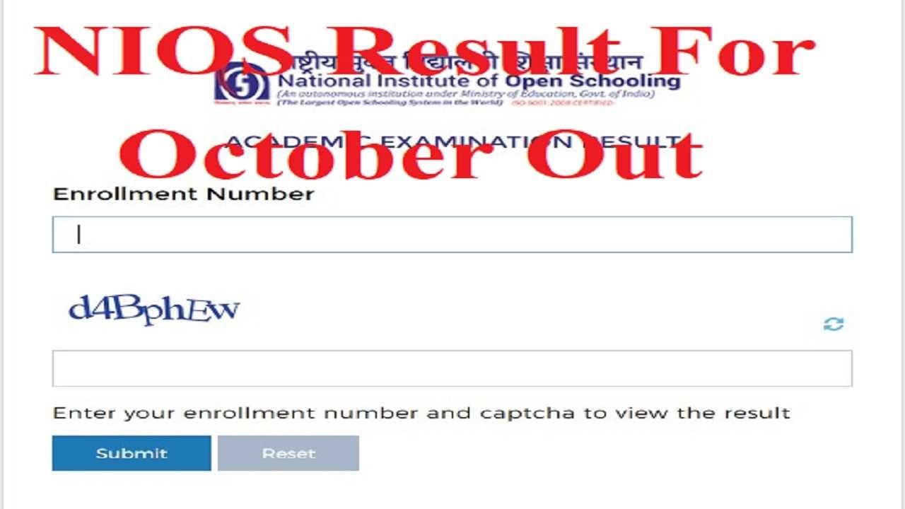 NIOS Result 2024 For October